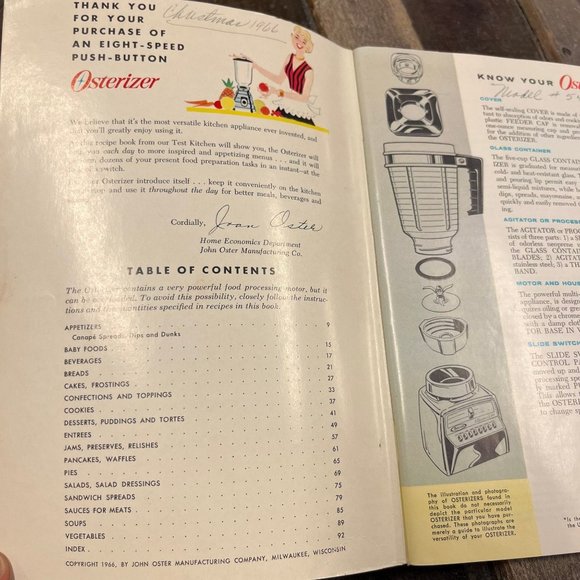 Vintage 1966 Osterizer Spin Cookery Blender Cook Book For 8-Speed Push Button Ra - Picture 4 of 6